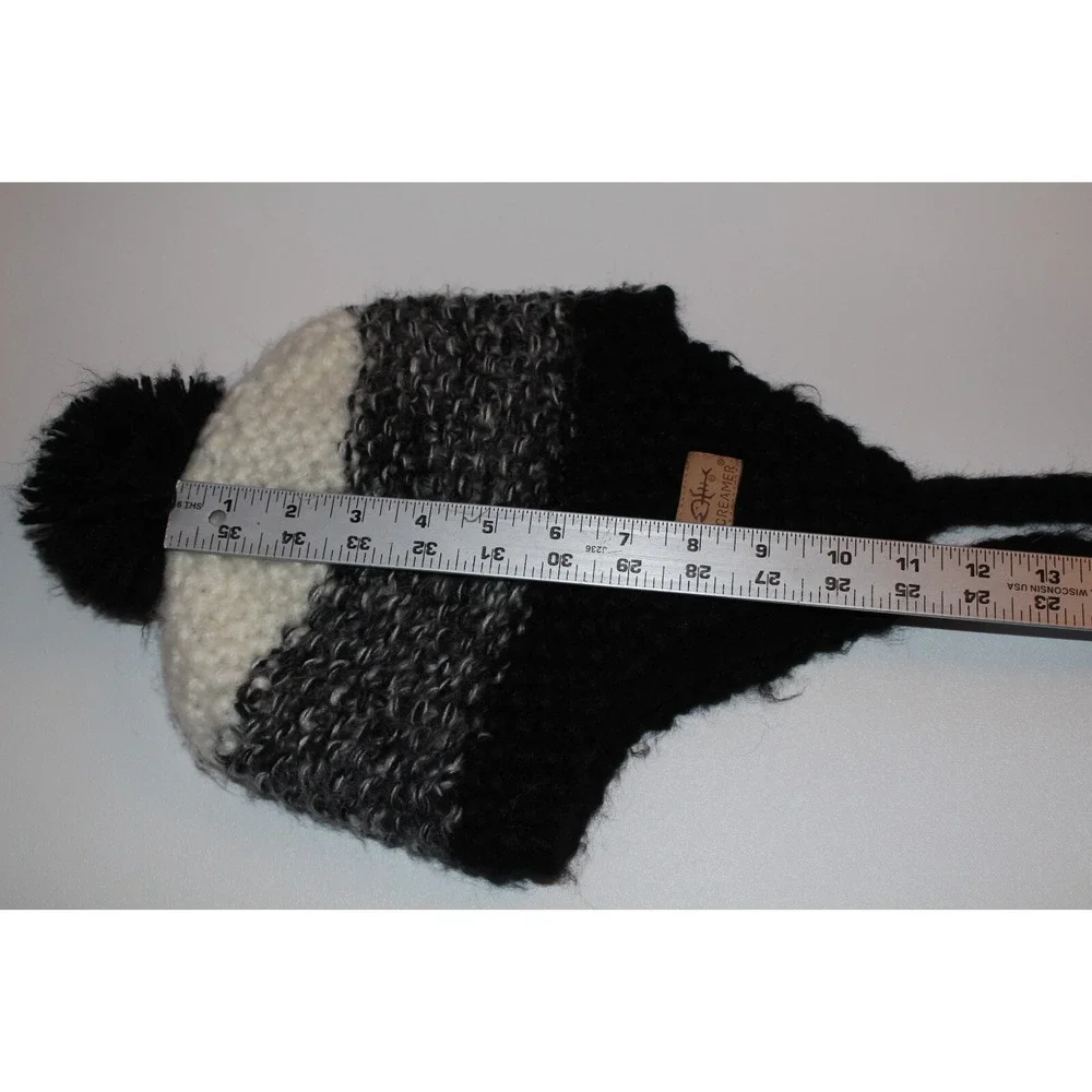 SCREAMER WINTER EAR FLAP KNIT BEANIE HAT‎ TASSELS FLEECE LINED
